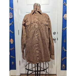 Cowboy Legend 2XL Men’s Western Pearl Snap Shirt – Brown Crinkle Distressed Look